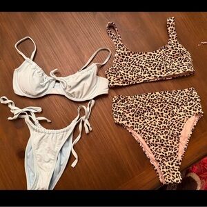 Leopard Print and Light Blue Bikini Sets ($15 each)